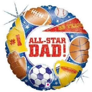    Fathers Day Balloons 18 All Star Dad Holographic Toys & Games
