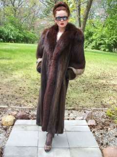 Fur Coat Mink Luna Mink & Fox Fur Full Length GORGEOUS  