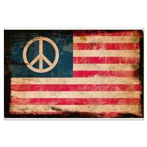  Large Poster Worn US Flag Peace Symbol 