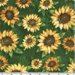   Bon Appetit Sunflowers Green Fabric By The Yard Arts, Crafts & Sewing