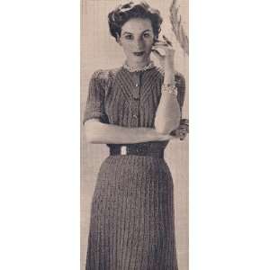 Vintage Knitting PATTERN to make   Ribbed Detail One Piece Dress. NOT 
