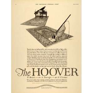 1921 Ad Hoover Suction Sweeper Vacuum Cleaner Rug Piano   Original 