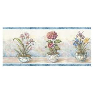 allen + roth Navy Potted Floral Wallpaper Border LW1341448  