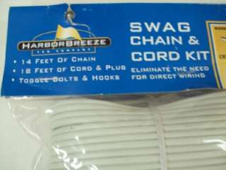 HARBOR BREEZE HANGING LIGHT SWAG CHAIN AND CORD KIT WHITE 14 CHAIN 18 
