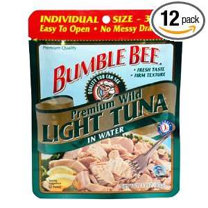 Bumble Bee Chunk Light Tuna in Water, 3 Ounce Pouches (Pack of 12 