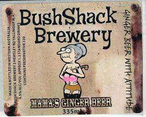 BushShack Brewery Bottle Label   Mamas Ginger Beer  