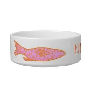  pink orange fishy cat bowl