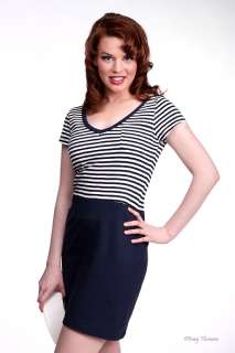 BROAD MINDED PLUS SIZE NAVY & WHITE STRIPED NAUTICAL SAILOR T SHIRT 