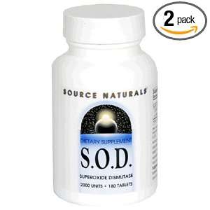  Source Naturals S.O.D, 2000 units, 180 Tablets (Pack of 2 