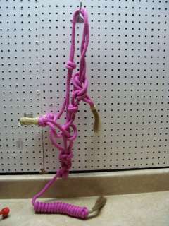 Pink Rope Bronc Halter Rawhide Noseband Horse  