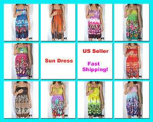 Smocked Sundress Beach Cover Up One Size S,M,L,XL Womens Summer Floral 