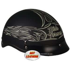   Leathers Black Large DOT Approved Pinstripe Eagle Helmet Automotive