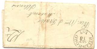 US Stampless Cover Letter 1840 Hillsboro IL.  
