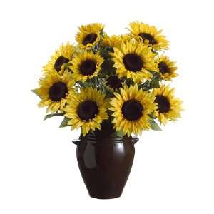 24 Decorative Artificial Potted Sunflower Bouquet with Ceramic Pot 