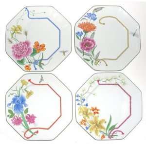 Lynn Chase Designs Flores Dinner Plates Set of 4  Kitchen 