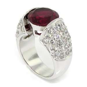  Sumptuous Engagement Ring w/Ruby CZ & White pavé Size 9 