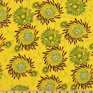  44 Wide Color Splash Abstract Floral Yellow Fabric By 