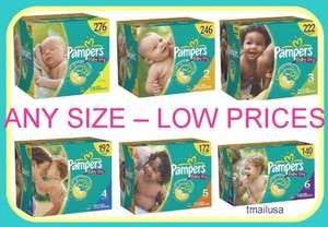 PAMPERS BABY DRY DIAPERS 1,2,3,4,5,6 Newborn LOWEST BULK PRICES   Many 