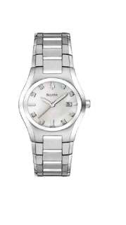 Bulova Ladies White Dial Diamond Watch 96P108 Free S&H  
