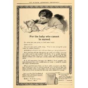 1910 Ad Mellins Baby Food Bottle Children Family Mother   Original 