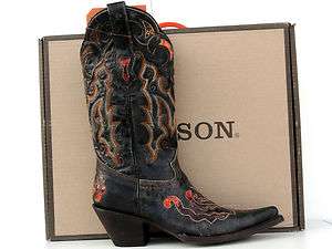 Stetson Womens Fashion Dark Brown Disstressed Python Cowgirl Boots 