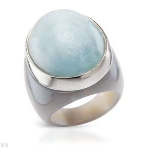  CleverSilvers 15.00.Ctw Agate Sterling Silver Ring   Size 