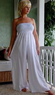 C007 WHITE/JUMPSUIT STRAPLESS MADE 2 ORDER L 1X 2X  
