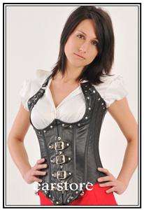 front busk closure style underbust color black material leather model 