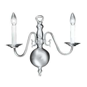   Nickel Williamsburg 2 Light 120W Up Lighting Wall Sconce with Candela