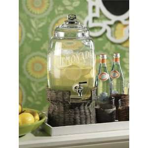  Glass Lemonade Beverage Dispenser on Rattan Base