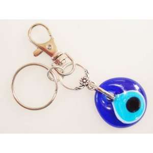   Lucky Evil Eye Keyring with Tibetan Silver Accessories and strong clip