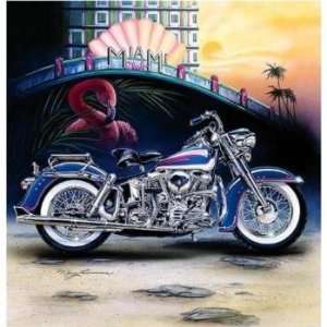  Deco MIAMI DRIVE Harley Motorcycle Art Marc Lacourciere 