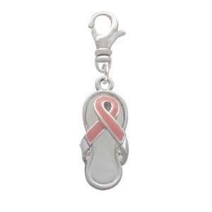  Pink Ribbon Flip Flop Clip On Charm Arts, Crafts & Sewing