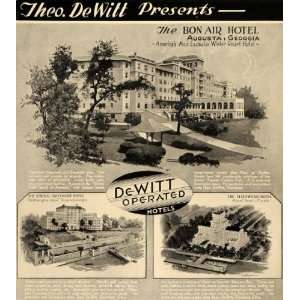  1935 Ad Dewitt Hotels Fleetwood Oglethorpe Bon Air 