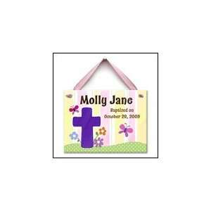  Living Cross Personalized Baptism Wall Tile (Girl)