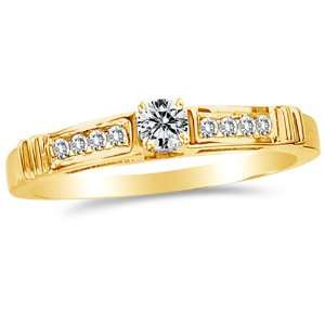 Size 13   14K Yellow Gold Diamond Classic Traditional Engagement Ring 