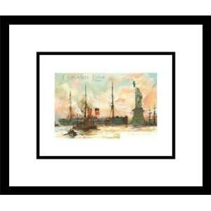  Painting, Cunard Line Ship Passing Statue of Liberty, New 
