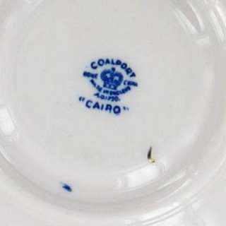 ANTIQUE COALPORT CAIRO BIRDS BLUE WHITE CUP & SAUCER  
