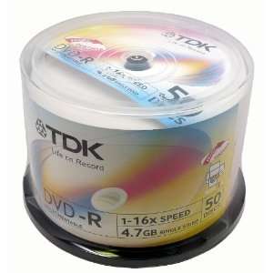  TDK White Inkjet Printable DVD R 16X 50 pack Electronics