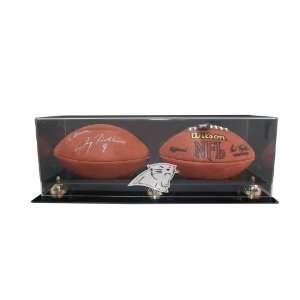  Carolina Panthers Double Football Display with Gold Risers 