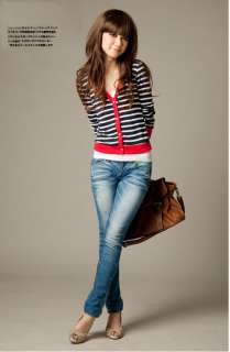 Fashion Campus Girl Casual Preppy Style Stripe Top Cardigan Short 