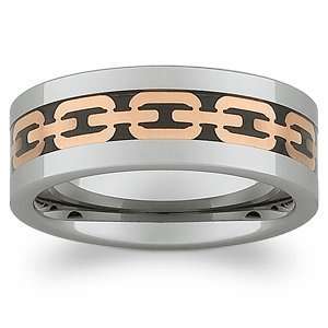   Tungsten & Rose Gold Stainless Steel Chain Band, Size 10 Jewelry