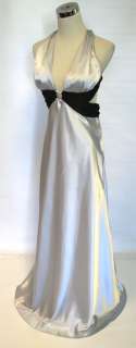 NWT MORGAN & CO $130 SILVER Black Prom Party Gown 5  