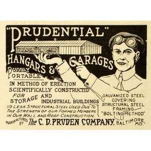  1918 Ad C D Pruden Co Portable Prudential Garages Hangars 