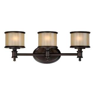 NEW 3 Light Bathroom Vanity Lighting Fixture, Noble Bronze, Smoky Opal 