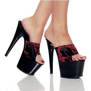  CENTERSTAGE 751 1 6 3/4 Blk Satin/Red Flower/Blk Sandals 