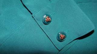 Womens S Green Button Up L Sleeve Blouse Covington Stretch Petite 
