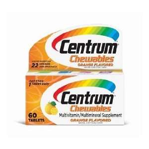 Centrum Chewable Multivitamin, Orange Flavored, 60 Tablets (Pack of 3 
