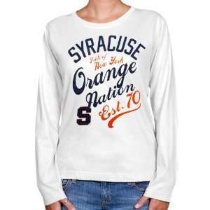  Syracuse Orange Ladies Splashy Long Sleeve T Shirt   White 