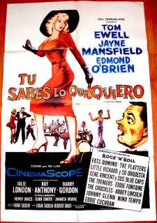   CANT HELP IT 56 JANE MANSFIELD SPANISH ROCK & ROLL CLASSIC 1 SHEET